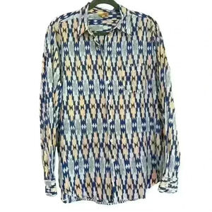 Robert Roller Rabbit Aztec Button Down Long Sleeve Shirt size Small Western